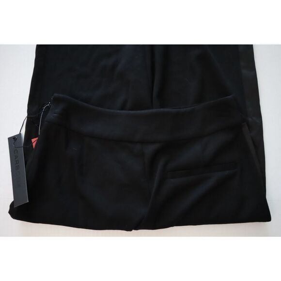 CARBON38 YD832 Women's Sz XS Black Satin Side Stripe Straight Leg Tuxedo Pants - Picture 7 of 13